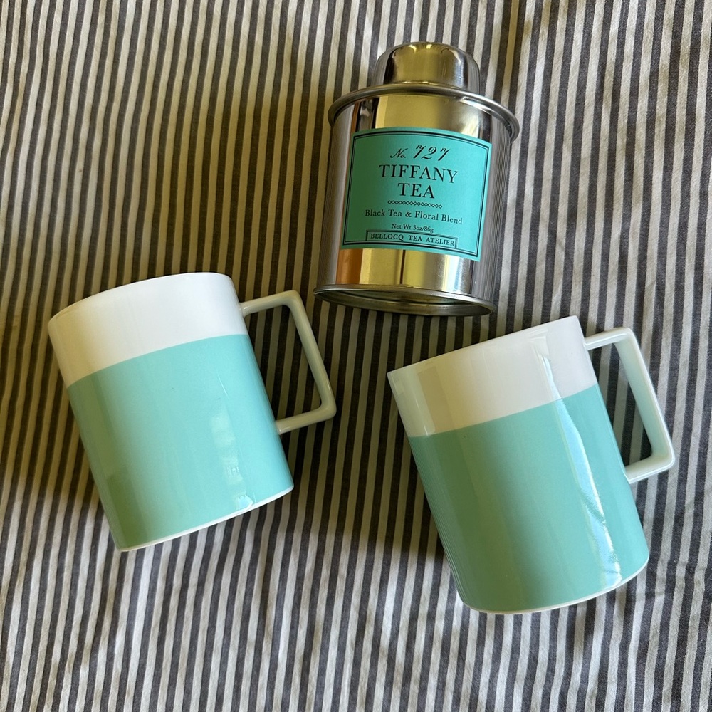 SWEEEEET 🫖 Tiffany & Co. Tea Set-2 bone china mugs+sterling silver canister